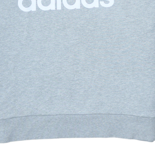 Adidas Mens Grey Large Pullover Crew Neck Logo Sweatshirt