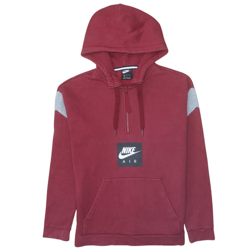 Nike Mens Red Half Zip Hooded Sweatshirt Size M Fleece Pullover