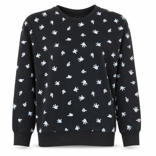 Disney Women Black Mickey Hands Crew Neck Sweatshirt Size 14