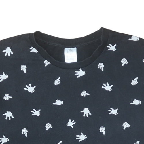 Disney Women Black Mickey Hands Crew Neck Sweatshirt Size 14