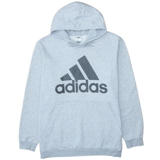 Adidas Mens Grey 2XL Pullover Hoodie Sweatshirt Logo Cotton Blend