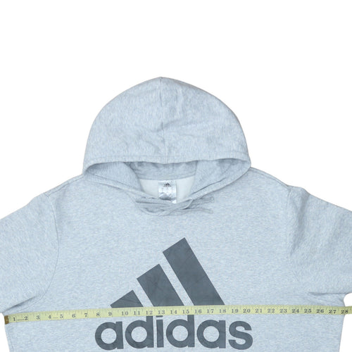 Adidas Mens Grey 2XL Pullover Hoodie Sweatshirt Logo Cotton Blend