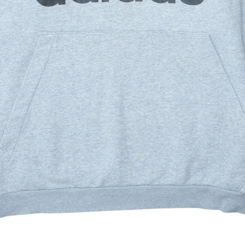 Adidas Mens Grey 2XL Pullover Hoodie Sweatshirt Logo Cotton Blend