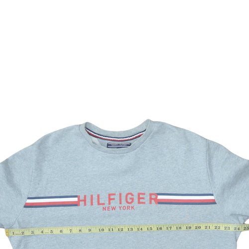 Tommy Hilfiger Men’s Grey Logo Pullover Sweatshirt Size L Vintage Fit