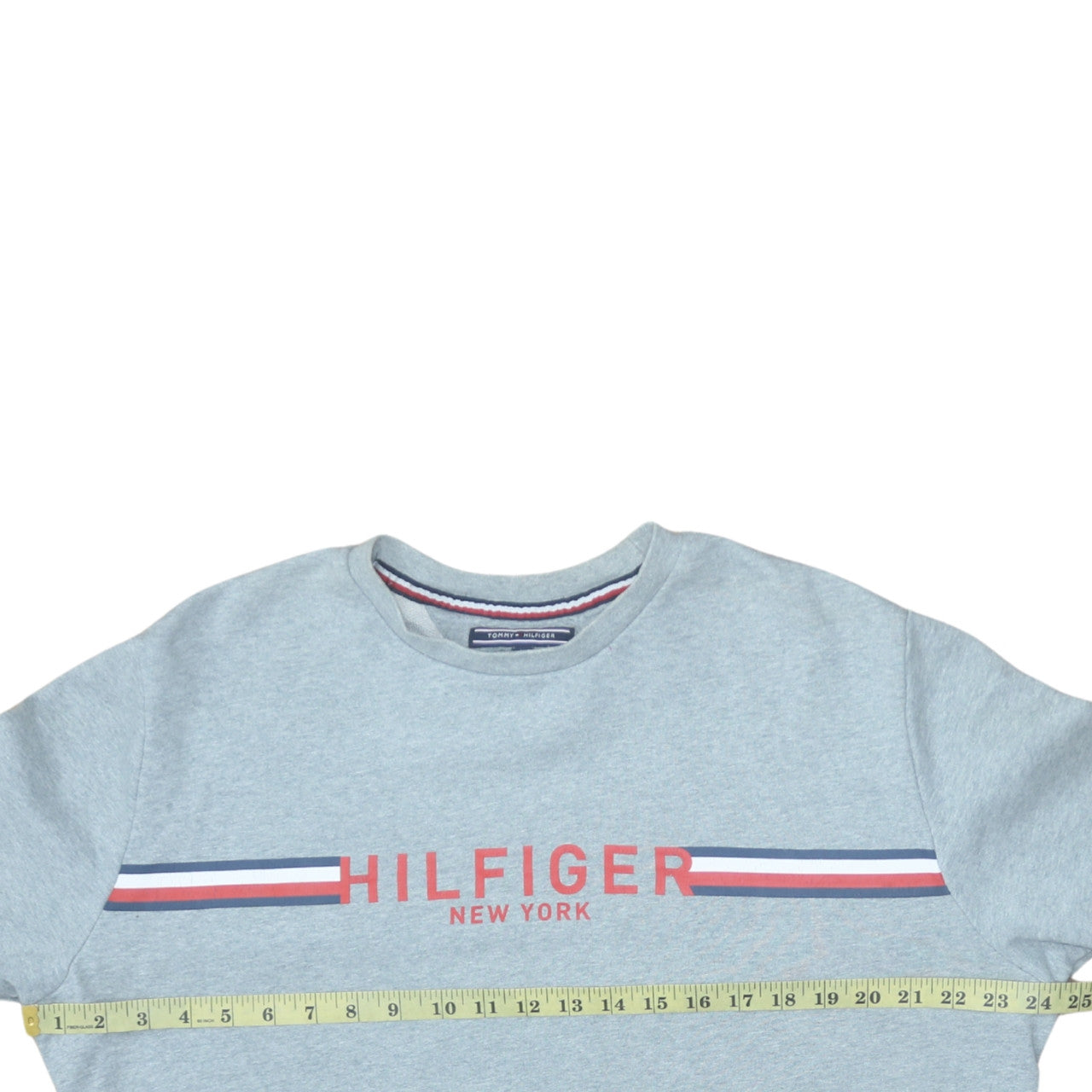 Tommy Hilfiger Men’s Grey Logo Pullover Sweatshirt Size L Vintage Fit