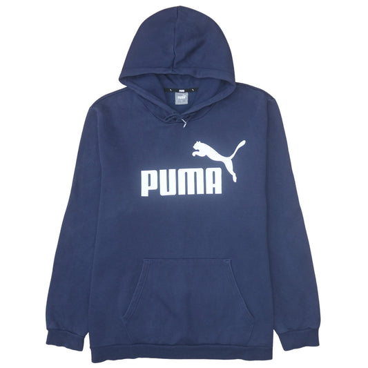 Puma Mens Blue 2XL Pullover Hoodie Graphic Logo Fleece Sweatshirt