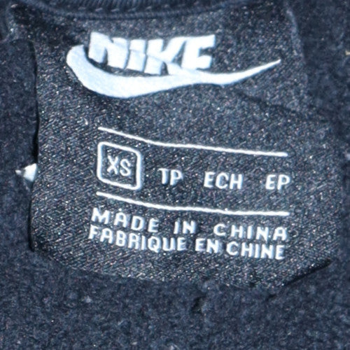 Nike Womens Black XS Pullover Hoodie Cotton Fleece Casual Sweatshirt