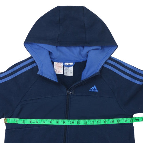 Adidas Boys Blue Full Zip Hoodie 13-14 Years Regular Fit Fleece Sweatshirt