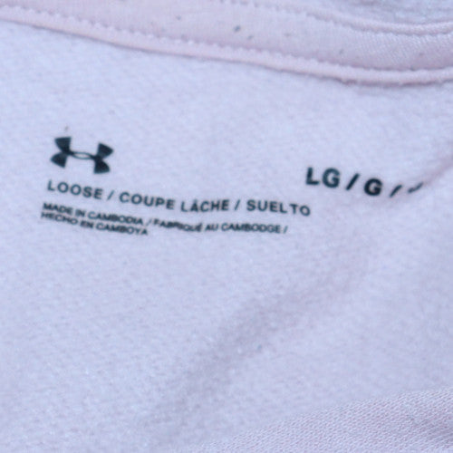 Under Armour Women’s Pink Pullover Hoodie Size L Loose Fit Cotton Blend