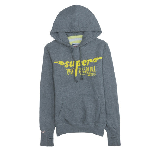 Superdry Mens Grey XS Pullover Hoodie with Yellow Logo