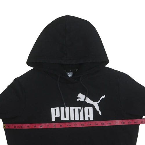 Puma Women's Black Pullover Hoodie UK 14 Logo Print Cotton Blend