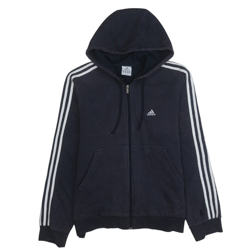 Adidas Men Black Full Zip Hoodie L Sports Fleece Sweatshirt
