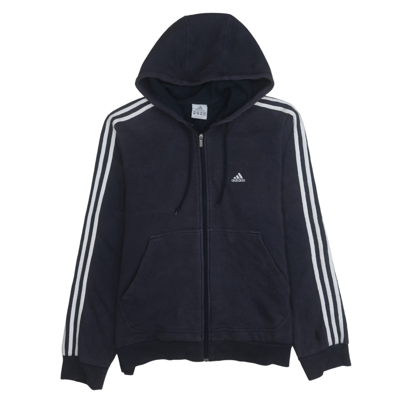 Adidas Men Black Full Zip Hoodie L Sports Fleece Sweatshirt