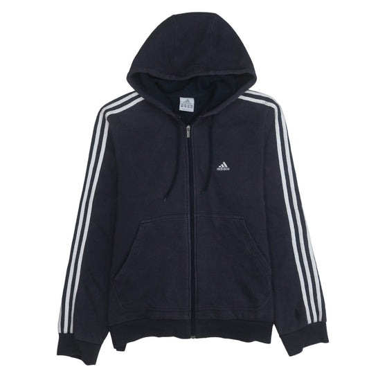 Adidas Men Black Full Zip Hoodie L Sports Fleece Sweatshirt