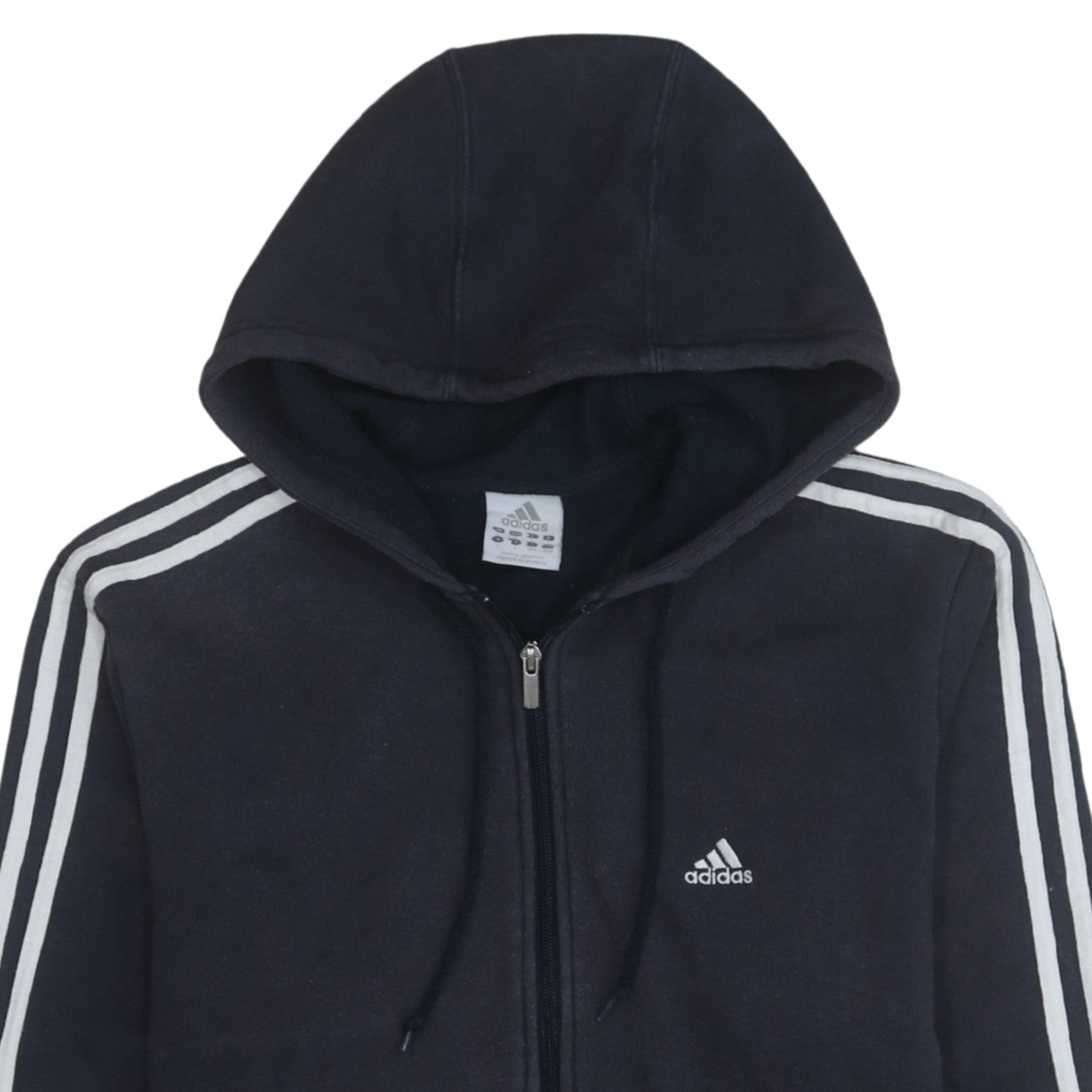 Adidas Men Black Full Zip Hoodie L Sports Fleece Sweatshirt