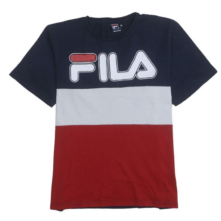 FILA Mens Multicolour Crew Neck Colourblock Logo T-Shirt Size M