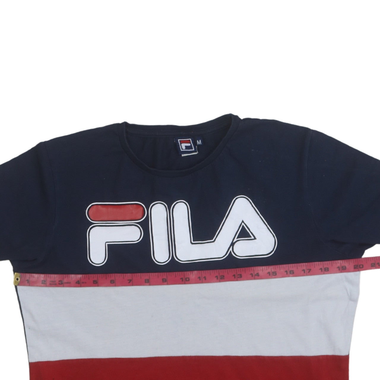 FILA Mens Multicolour Crew Neck Colourblock Logo T-Shirt Size M