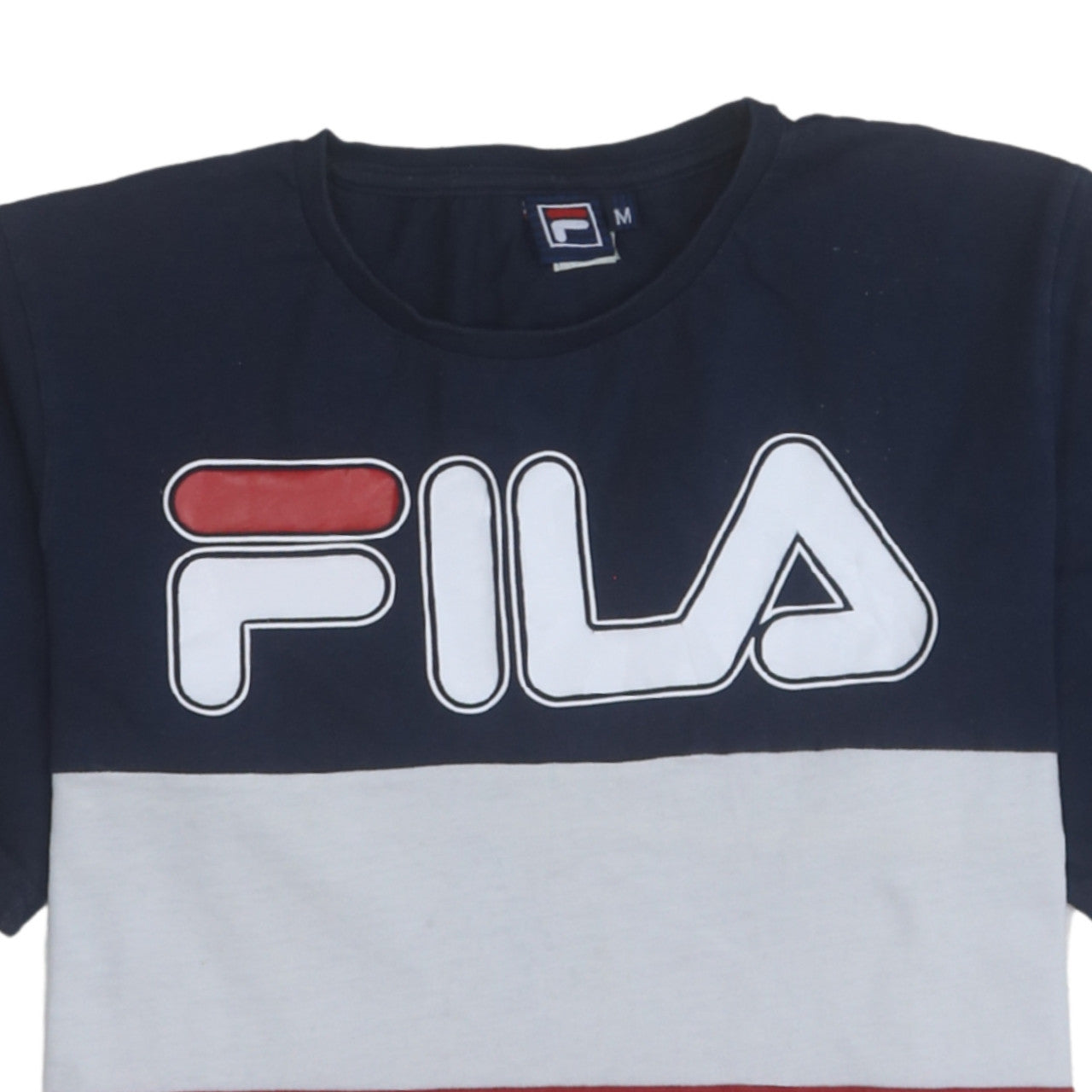 FILA Mens Multicolour Crew Neck Colourblock Logo T-Shirt Size M