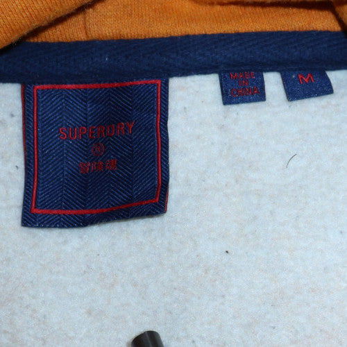 Superdry Men's Mustard Yellow Pullover Hoodie Size M Graphic Print