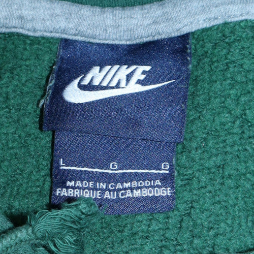 Nike Mens Green Pullover Hoodie L Logo Fleece Sportswear Sweatshirt