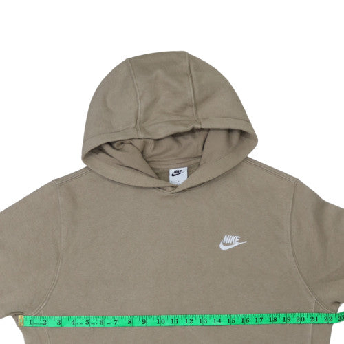 Nike Men Beige Pullover Hoodie M Fleece Logo Sweatshirt Regular Fit