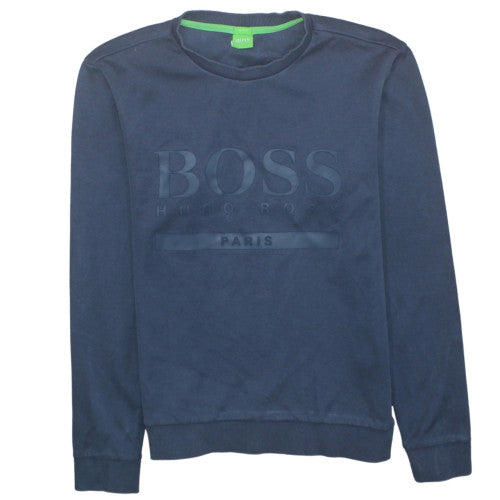 Hugo Boss Men's Blue Slim Fit Crew Neck Logo Sweatshirt Size M