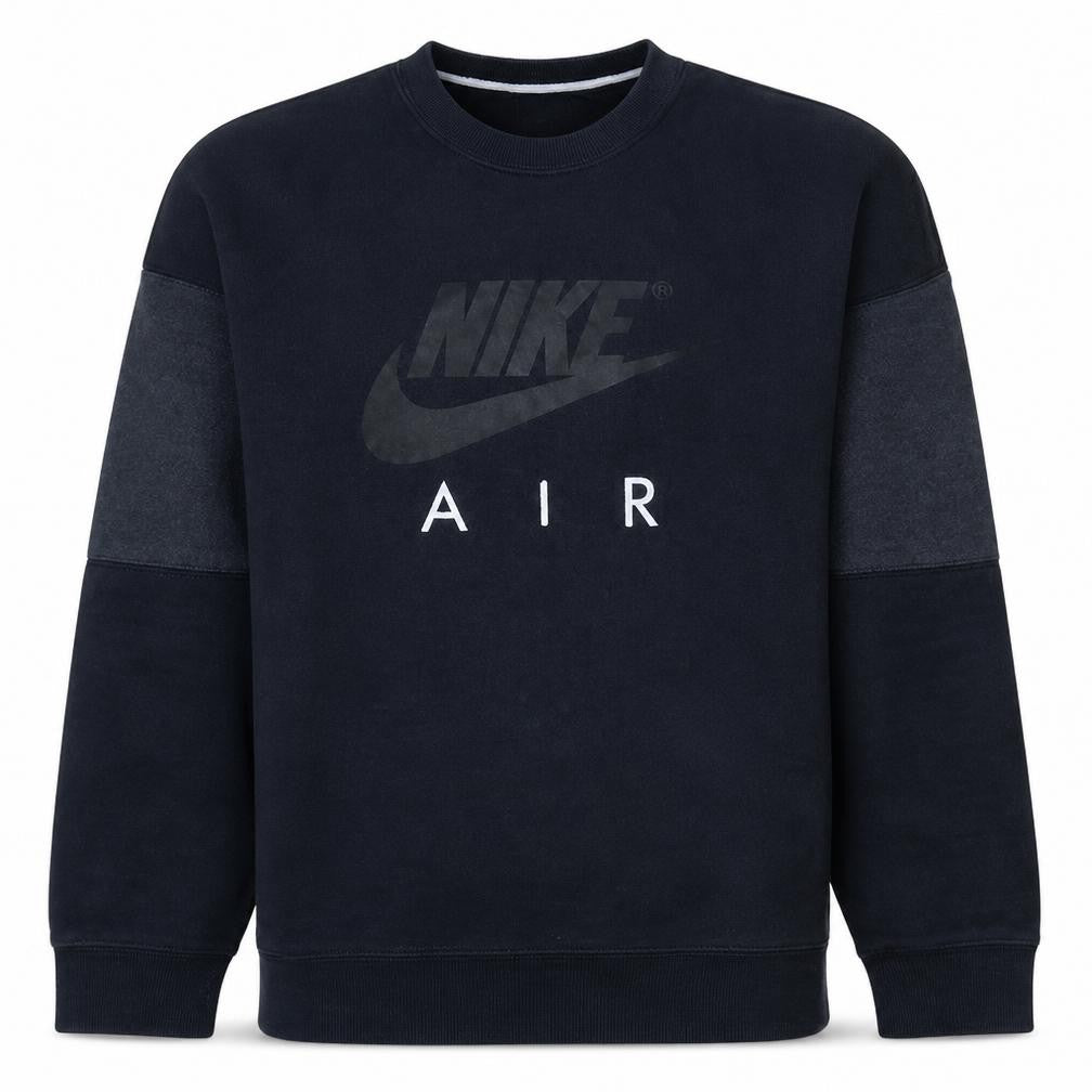 Front view of Nike Air Men's Black Small Pullover Crew Neck Graphic Sweatshirt