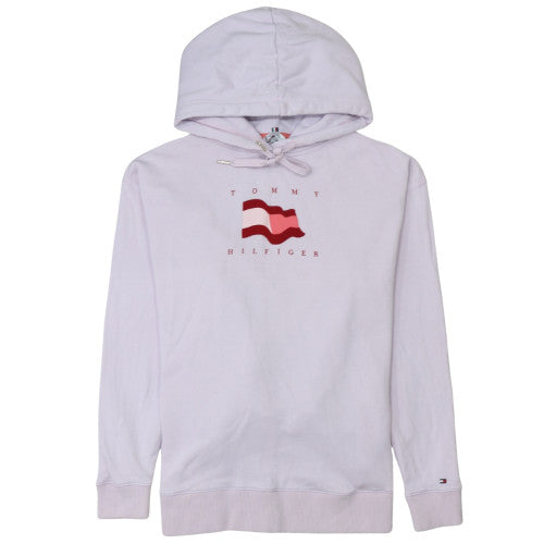 Tommy Hilfiger Women's White Small Pullover Hoodie with Logo Design