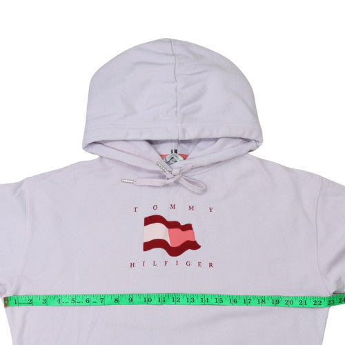 Tommy Hilfiger Women's White Small Pullover Hoodie with Logo Design