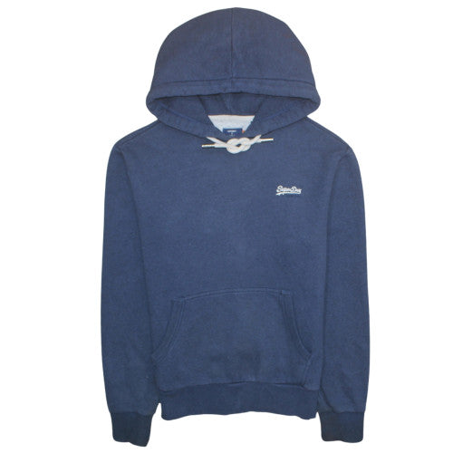 Superdry Men's Blue Pullover Hoodie M Fleece Logo Sweatshirt