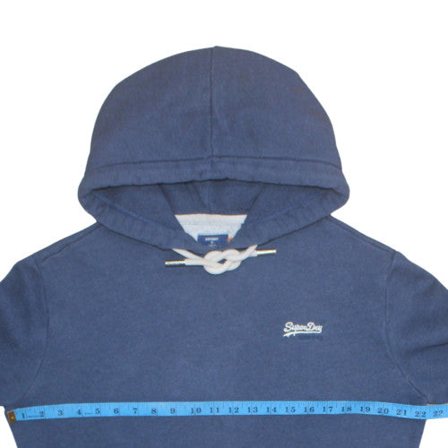 Superdry Men's Blue Pullover Hoodie M Fleece Logo Sweatshirt