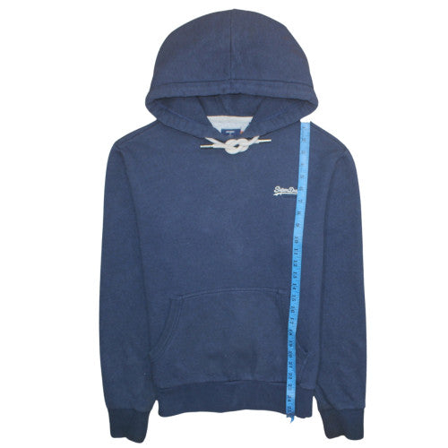 Superdry Men's Blue Pullover Hoodie M Fleece Logo Sweatshirt