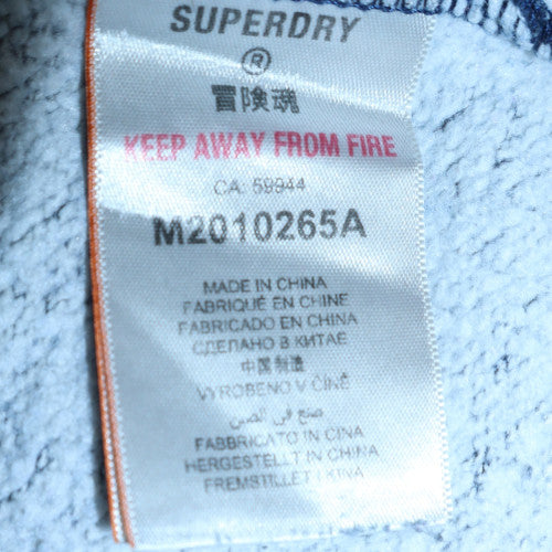 Superdry Men's Blue Pullover Hoodie M Fleece Logo Sweatshirt