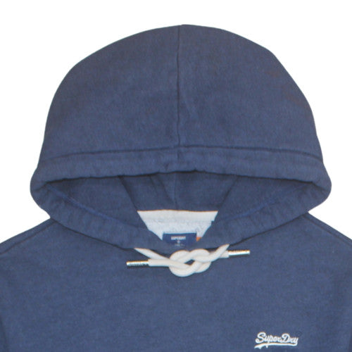 Superdry Men's Blue Pullover Hoodie M Fleece Logo Sweatshirt