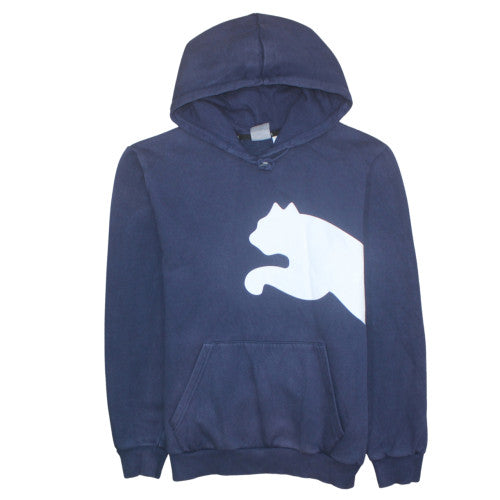 Puma Men's Blue Pullover Hoodie L Sports Graphic Print Fleece
