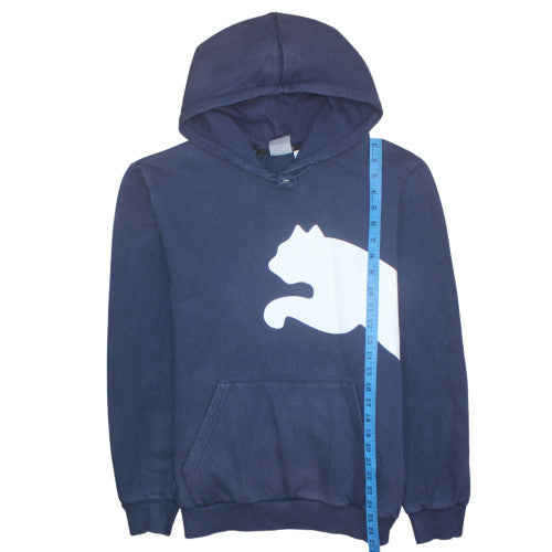 Puma Men's Blue Pullover Hoodie L Sports Graphic Print Fleece