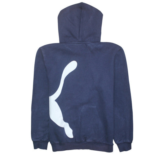 Puma Men's Blue Pullover Hoodie L Sports Graphic Print Fleece