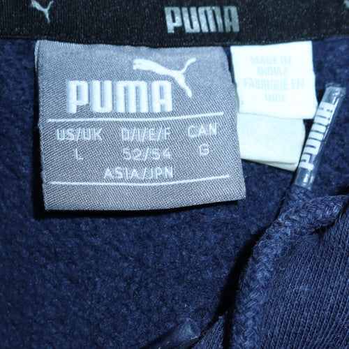 Puma Men's Blue Pullover Hoodie L Sports Graphic Print Fleece