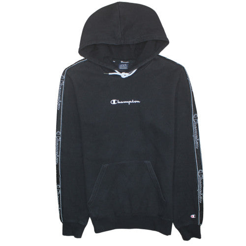 Champion Men's Black Pullover Hoodie Medium Fleece Logo Sweatshirt