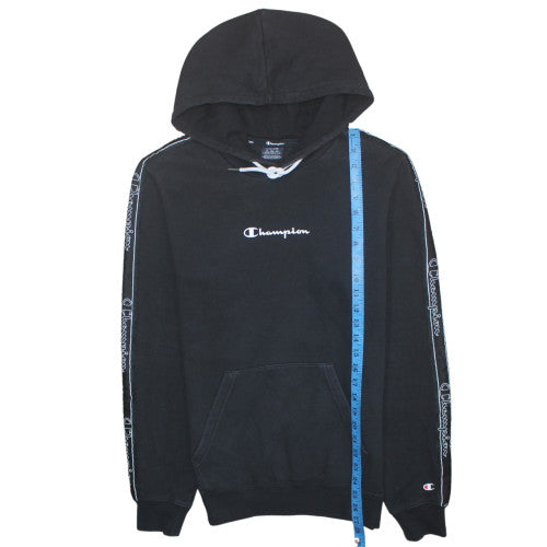 Champion Men's Black Pullover Hoodie Medium Fleece Logo Sweatshirt