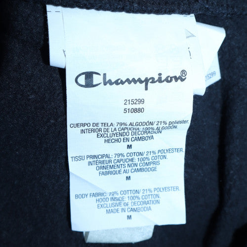Champion Men's Black Pullover Hoodie Medium Fleece Logo Sweatshirt