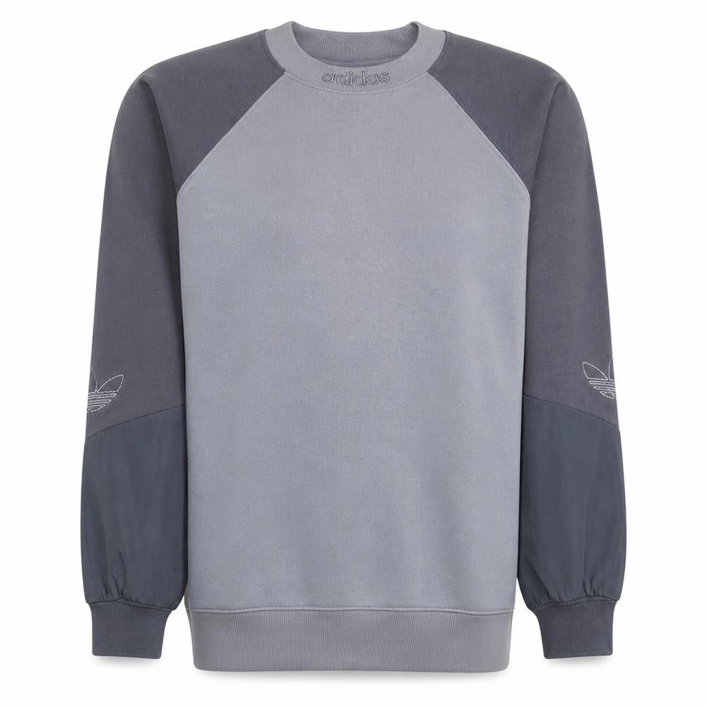 Front view of Adidas Men’s Grey Pullover Sweatshirt Small Crew Neck Fleece