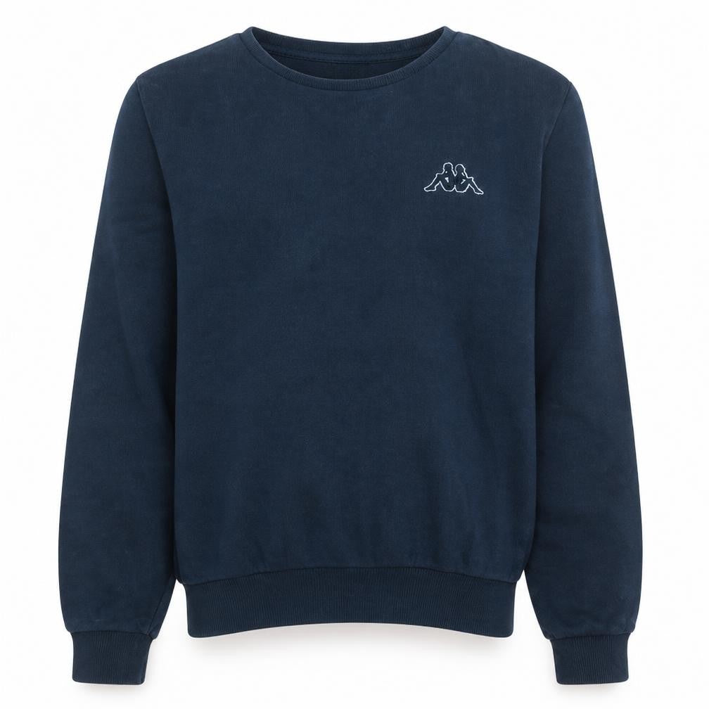 Front view of Kappa men’s navy blue crew neck sweatshirt large cotton blend