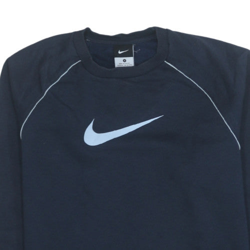 Nike Men's Blue Small Pullover Sweatshirt Crew Neck Logo Fleece