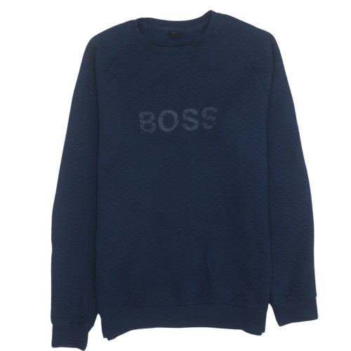 Hugo Boss Men Blue Pullover Sweatshirt M Crew Neck Logo
