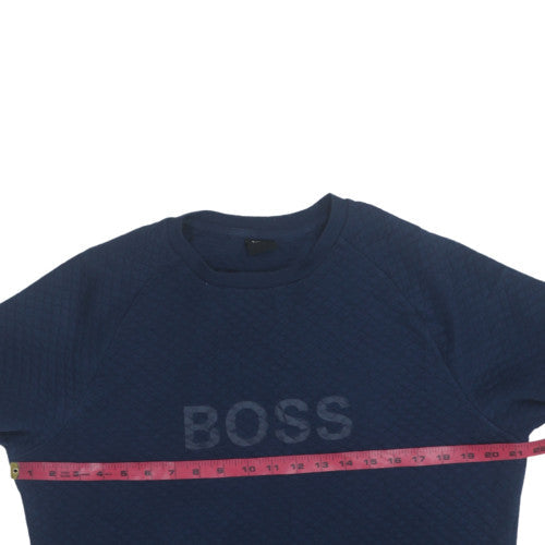 Hugo Boss Men Blue Pullover Sweatshirt M Crew Neck Logo