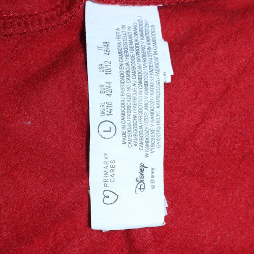 Disney Womens Red Mickey & Pluto Pullover Hoodie Size L