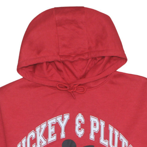Disney Womens Red Mickey & Pluto Pullover Hoodie Size L