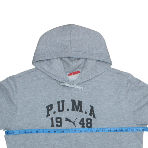 Puma Mens Grey Pullover Hoodie L Sports Logo Fleece Sweatshirt
