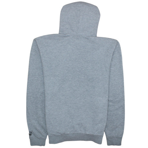Puma Mens Grey Pullover Hoodie L Sports Logo Fleece Sweatshirt